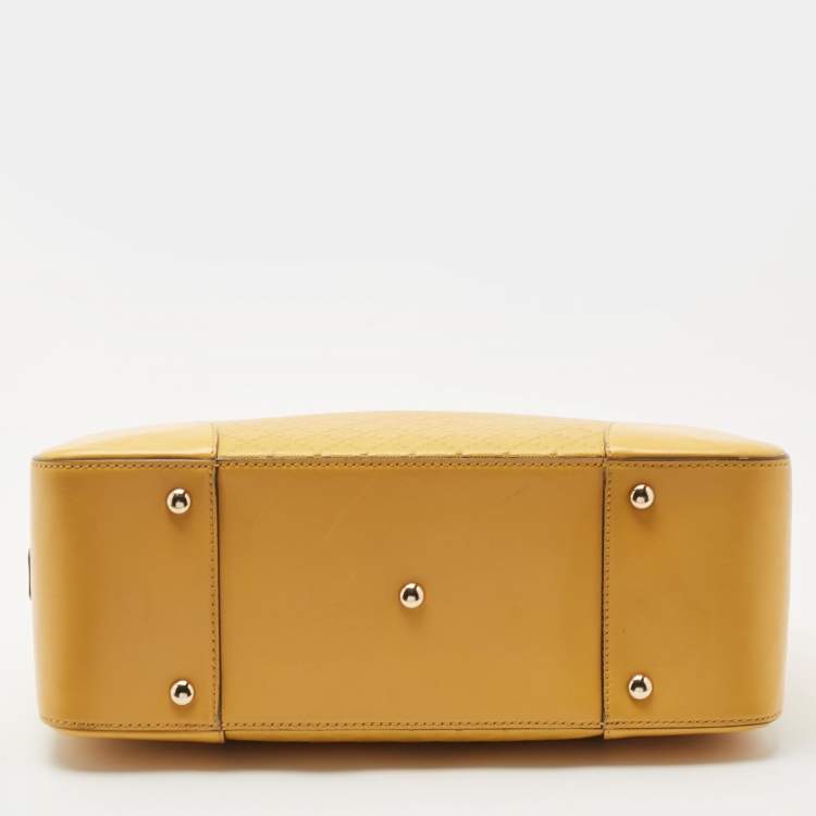 Pre Owned Gucci Yellow Diamante Leather Satchel