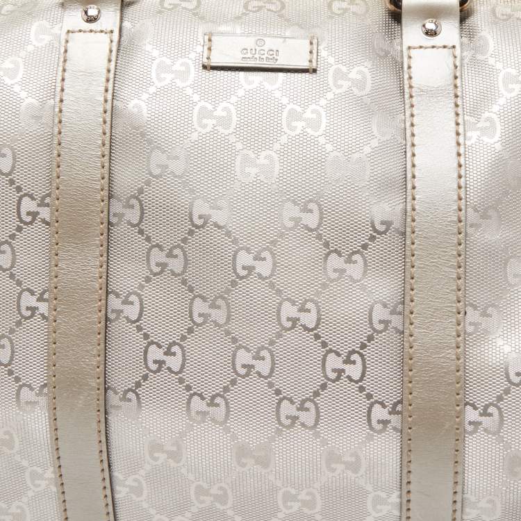 Pre Owned Gucci Silver GG Supreme Canvas Medium Joy Boston Bag