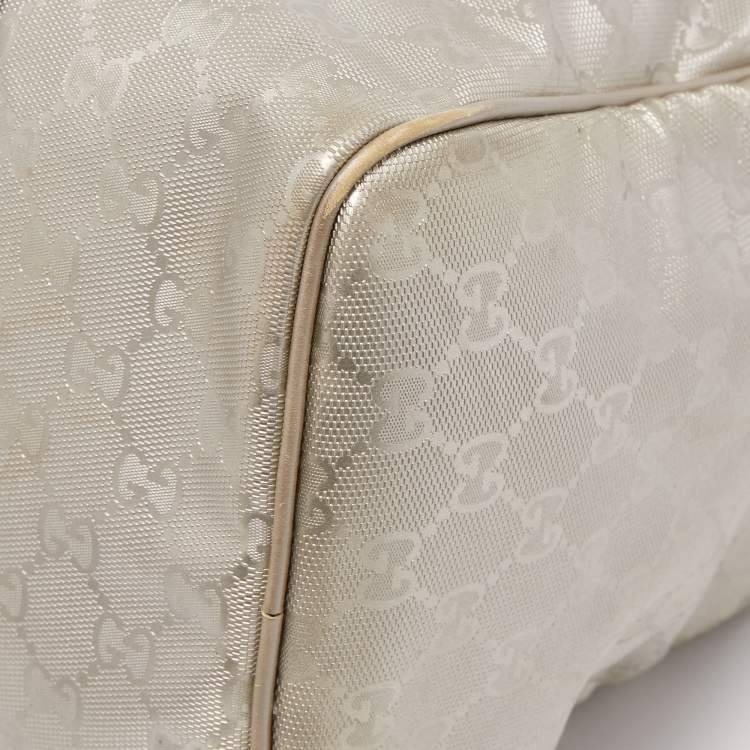 Pre Owned Gucci Silver GG Supreme Canvas Medium Joy Boston Bag