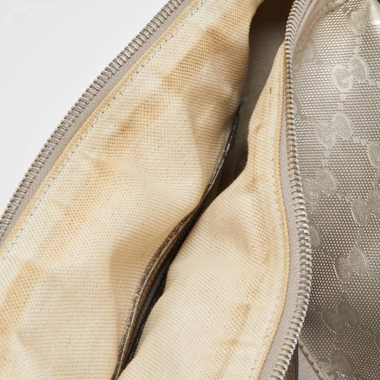 Pre Owned Gucci Silver GG Supreme Canvas Medium Joy Boston Bag