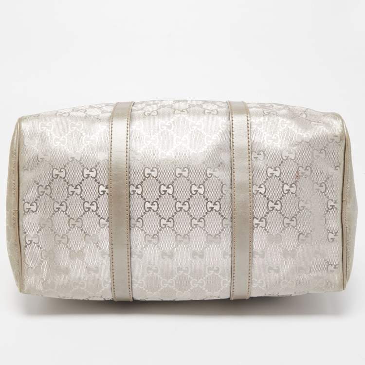 Pre Owned Gucci Silver GG Supreme Canvas Medium Joy Boston Bag