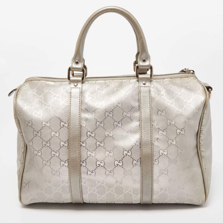 Pre Owned Gucci Silver GG Supreme Canvas Medium Joy Boston Bag