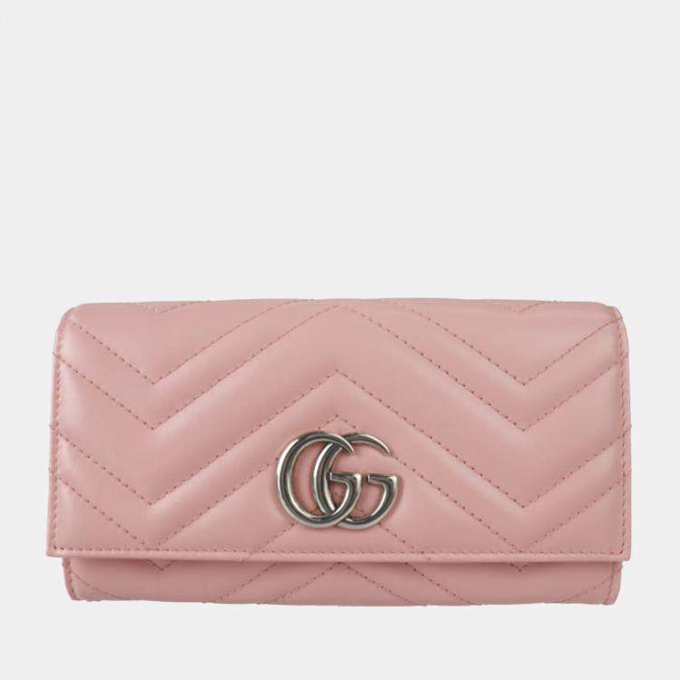 Gucci Pink Matelasse Leather Bifold GG Marmont Wallet Gucci
