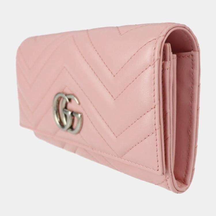 Gucci Pink Matelasse Leather Bifold GG Marmont Wallet Gucci