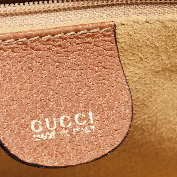 Pre Owned Gucci Brown Leather Vintage Vanity Top Handle Bag