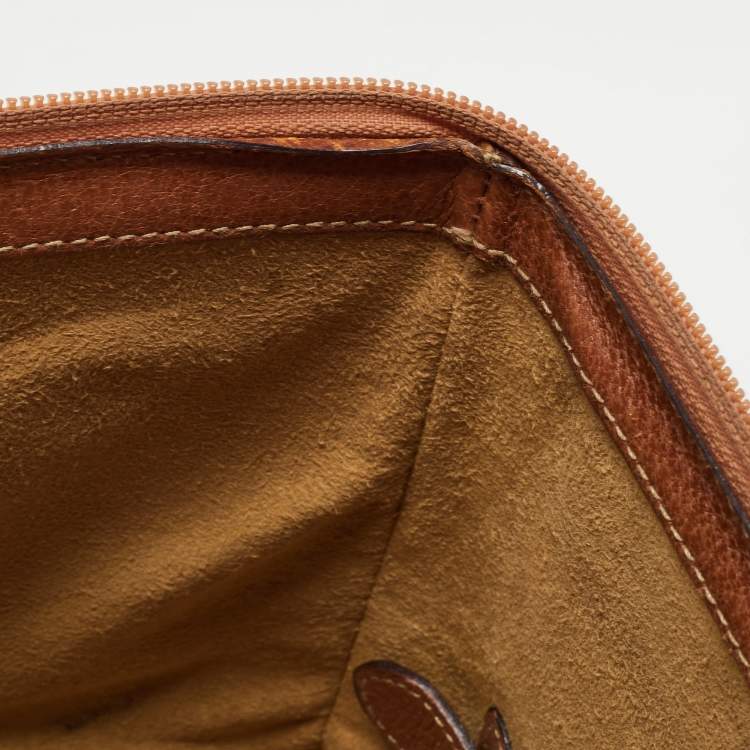 Pre Owned Gucci Brown Leather Vintage Vanity Top Handle Bag