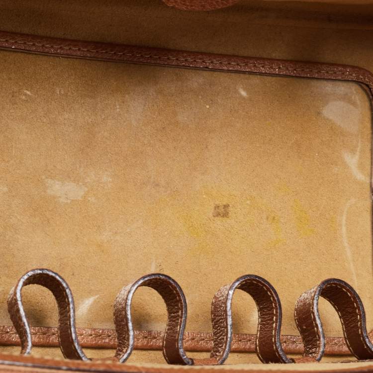 Pre Owned Gucci Brown Leather Vintage Vanity Top Handle Bag