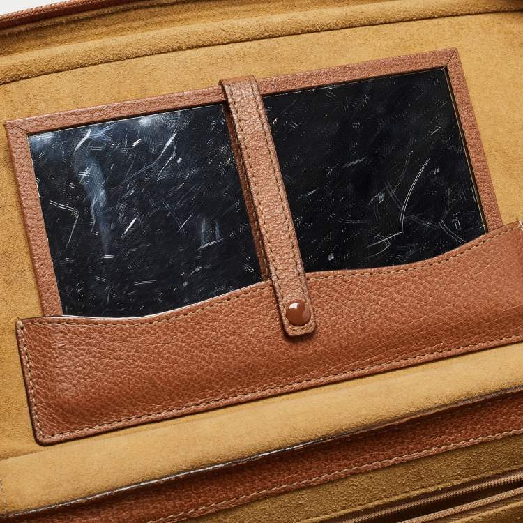 Pre Owned Gucci Brown Leather Vintage Vanity Top Handle Bag