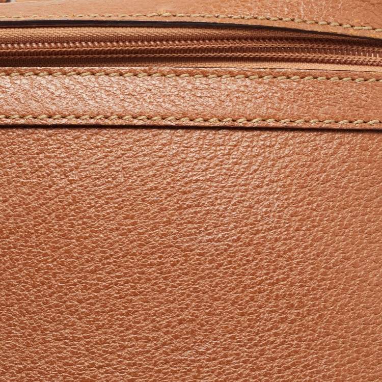 Pre Owned Gucci Brown Leather Vintage Vanity Top Handle Bag