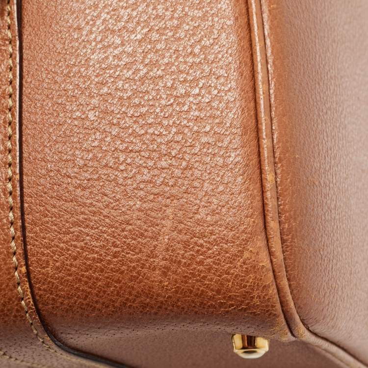 Pre Owned Gucci Brown Leather Vintage Vanity Top Handle Bag