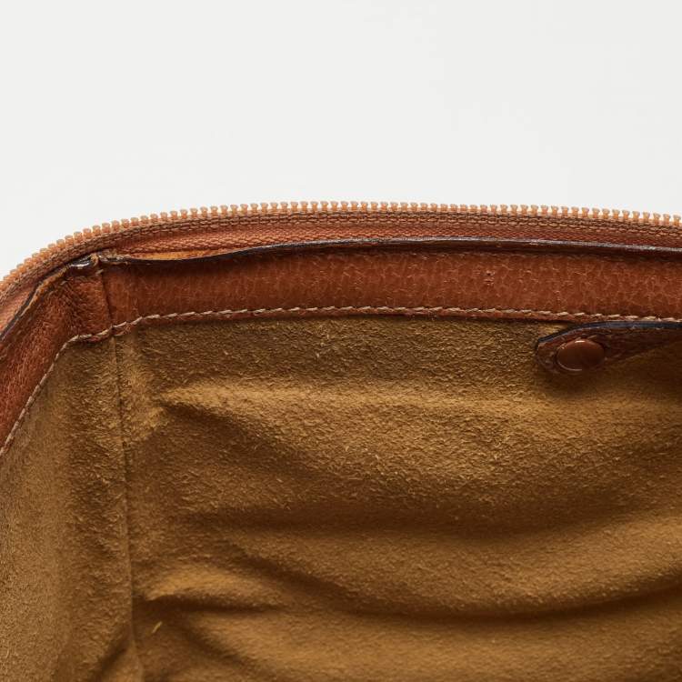 Pre Owned Gucci Brown Leather Vintage Vanity Top Handle Bag
