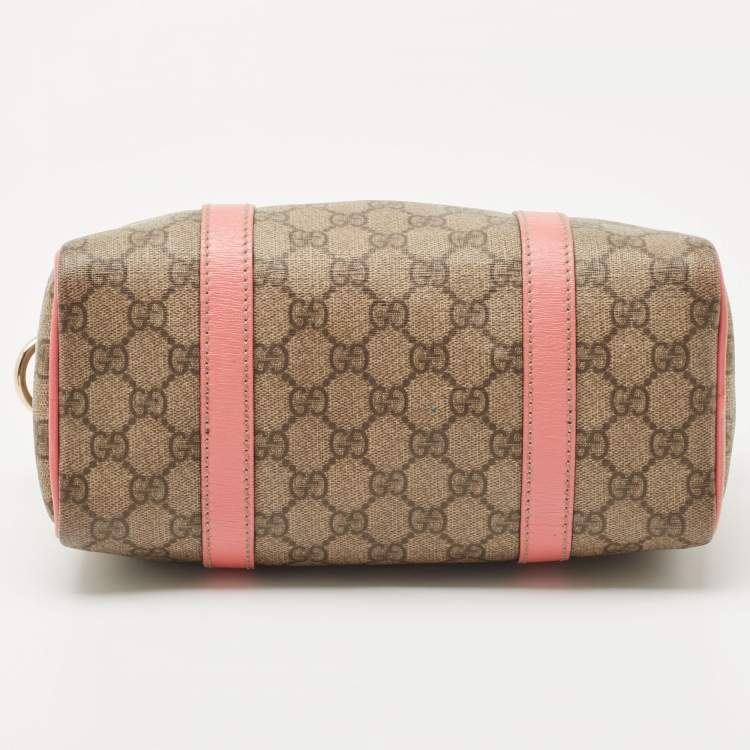 Pre Owned Gucci Beige/Pink GG Coated Canvas Small Joy Boston Bag