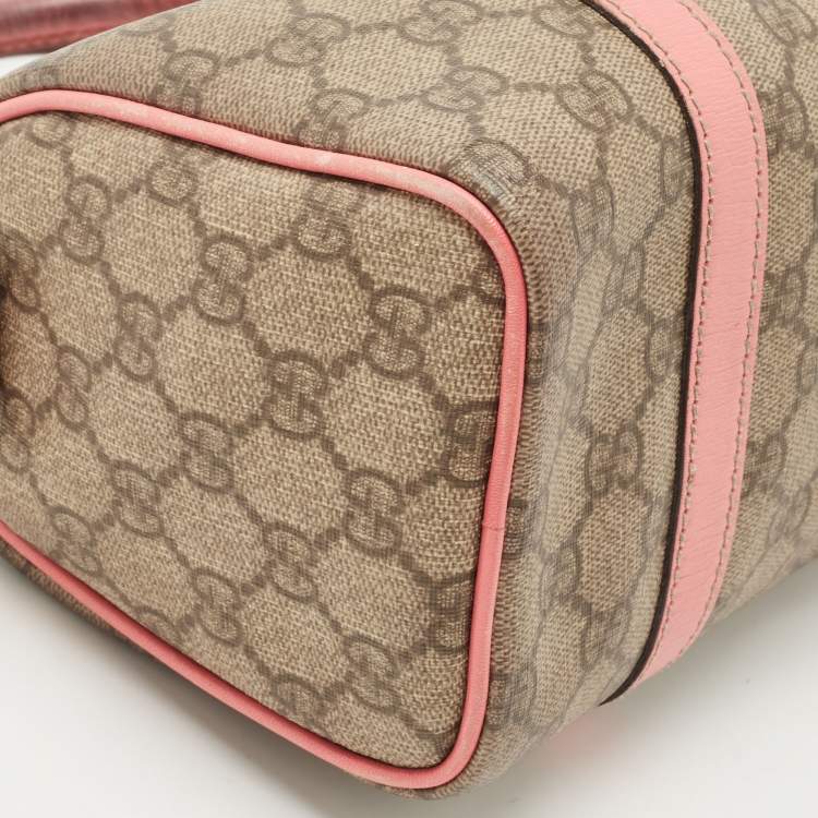 Pre Owned Gucci Beige/Pink GG Coated Canvas Small Joy Boston Bag
