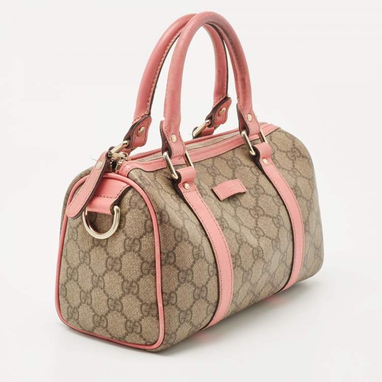 Pre Owned Gucci Beige/Pink GG Coated Canvas Small Joy Boston Bag