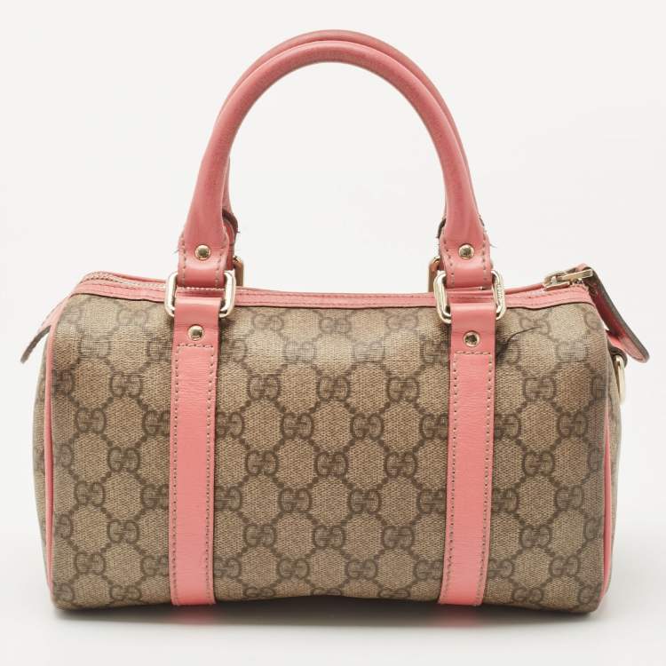 Pre Owned Gucci Beige/Pink GG Coated Canvas Small Joy Boston Bag