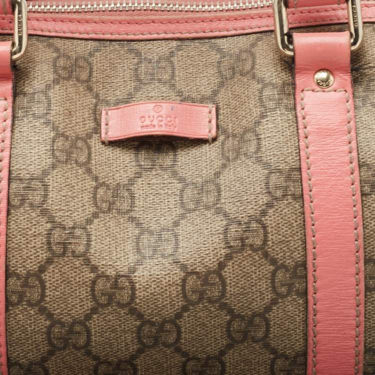 Pre Owned Gucci Beige/Pink GG Coated Canvas Small Joy Boston Bag