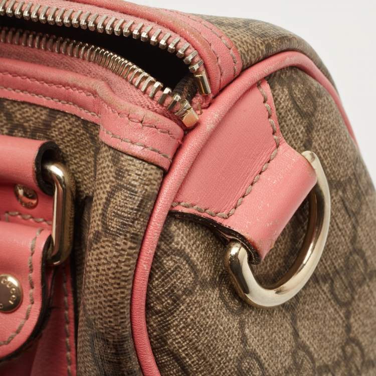 Pre Owned Gucci Beige/Pink GG Coated Canvas Small Joy Boston Bag