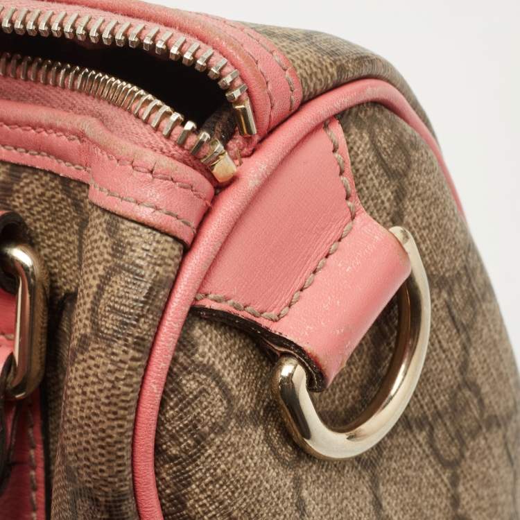 Pre Owned Gucci Beige/Pink GG Coated Canvas Small Joy Boston Bag