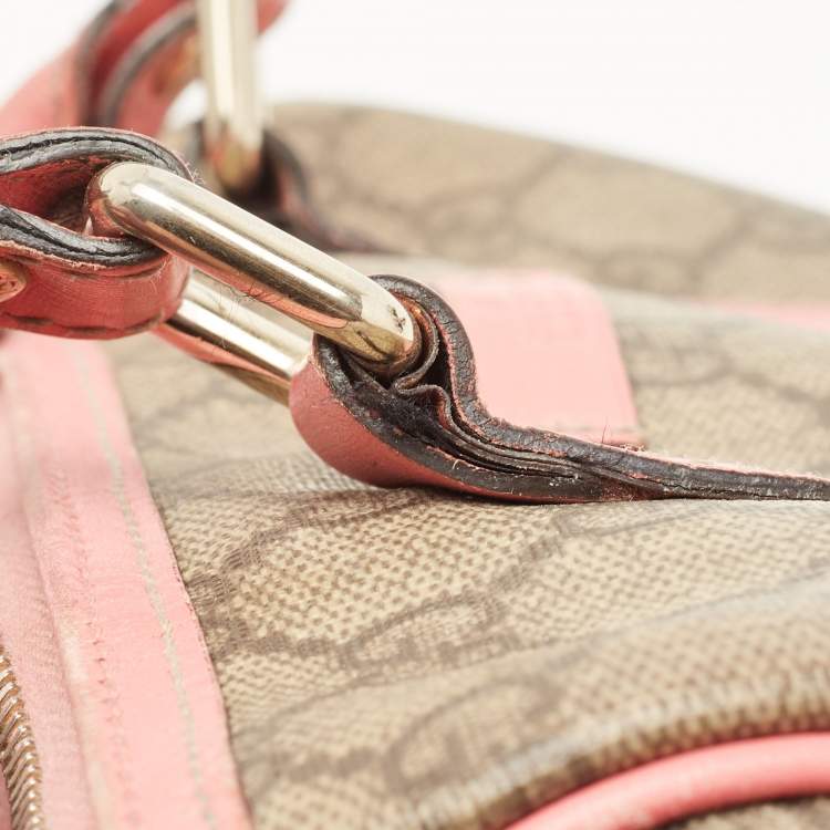 Pre Owned Gucci Beige/Pink GG Coated Canvas Small Joy Boston Bag