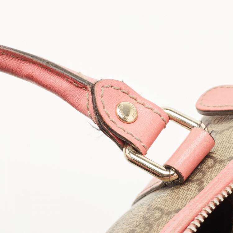 Pre Owned Gucci Beige/Pink GG Coated Canvas Small Joy Boston Bag
