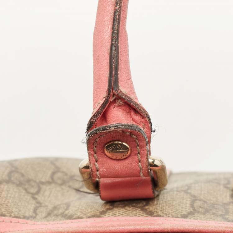 Pre Owned Gucci Beige/Pink GG Coated Canvas Small Joy Boston Bag