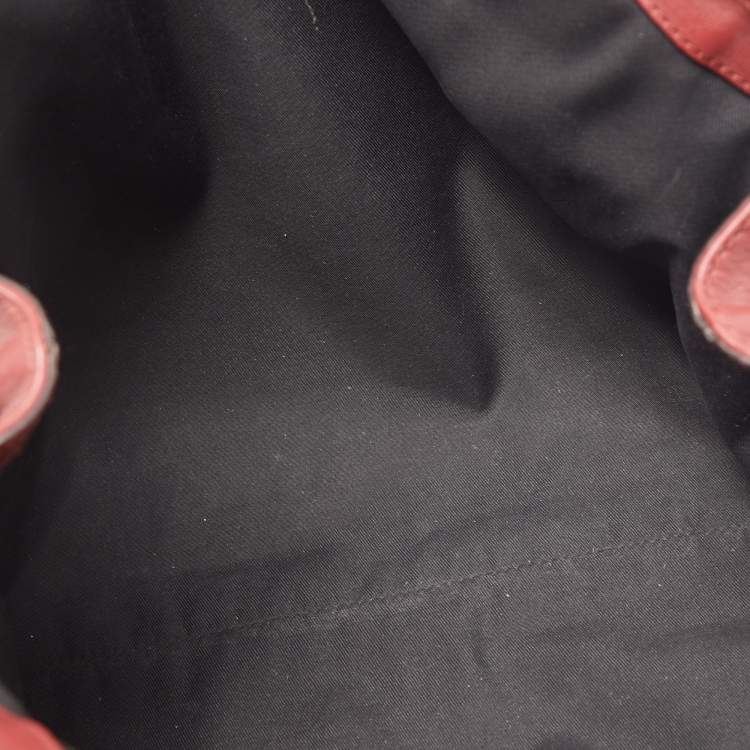 Pre Owned Gucci Red/Beige GG Canvas and Leather Medium Sukey Tote