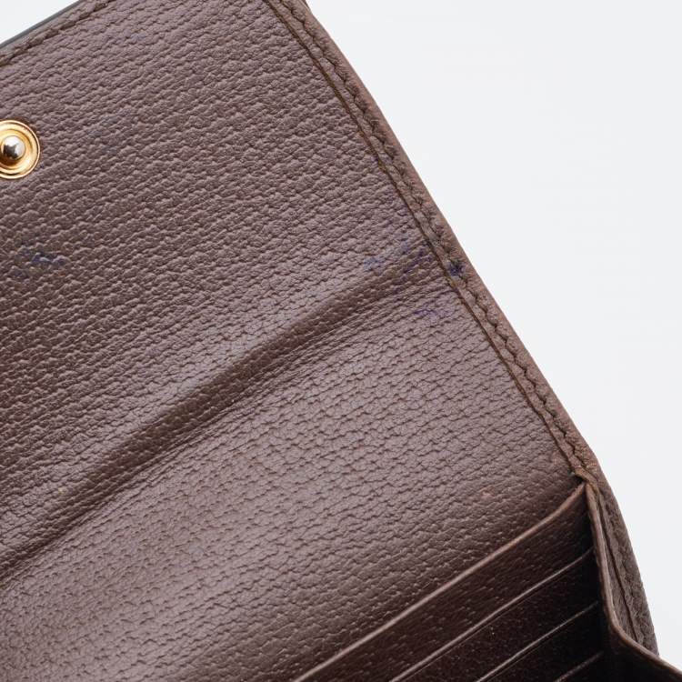 Pre Owned Gucci Brown/Beige GG Supreme Canvas and Leather Ophidia French Wallet