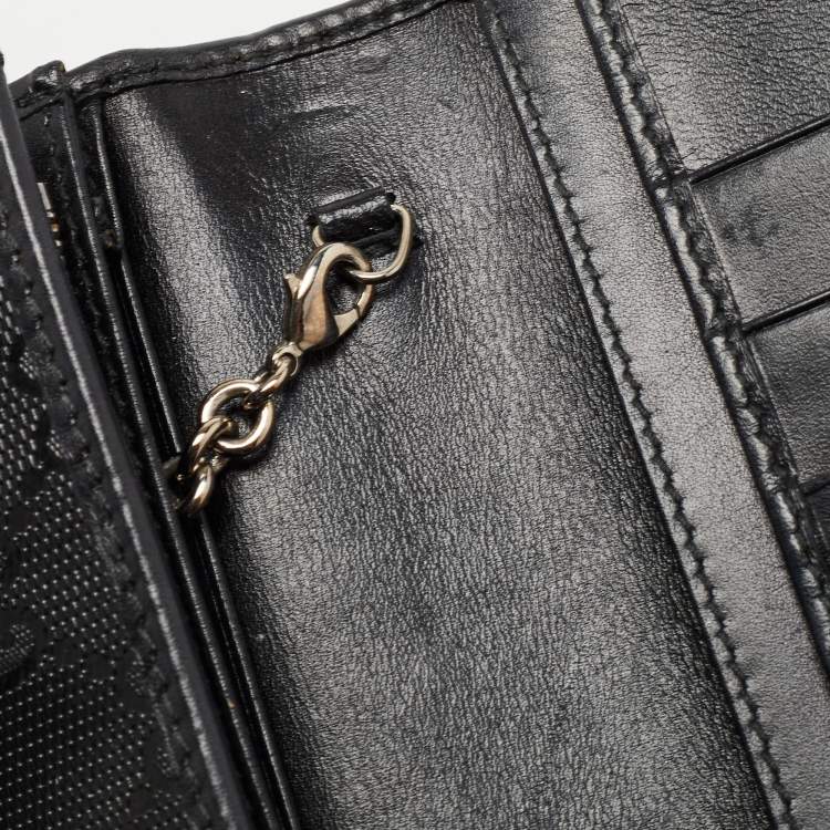 Pre Owned Gucci Black GG Imprime Canvas Interlocking G Wallet on Chain 