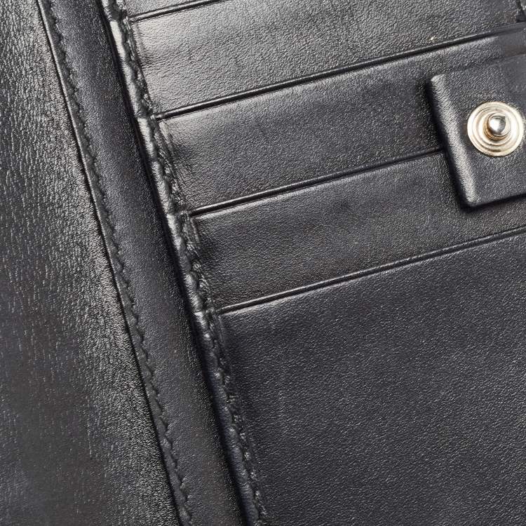 Pre Owned Gucci Black GG Imprime Canvas Interlocking G Wallet on Chain 
