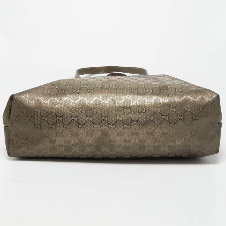Pre Owned Gucci Bronze GG Coated Canvas Imprime Tote
