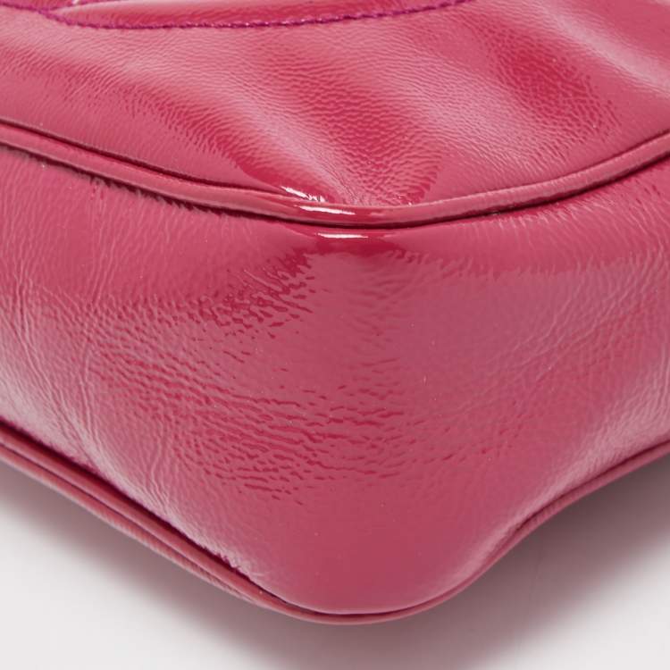 Pre Owned Gucci Magenta Patent Leather Small Soho Disco Crossbody Bag