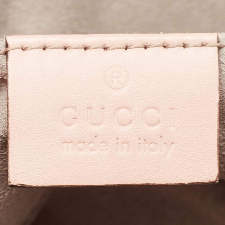 Pre Owned Gucci Light Pink Matelassé Leather Mini GG Marmont Shoulder Bag
