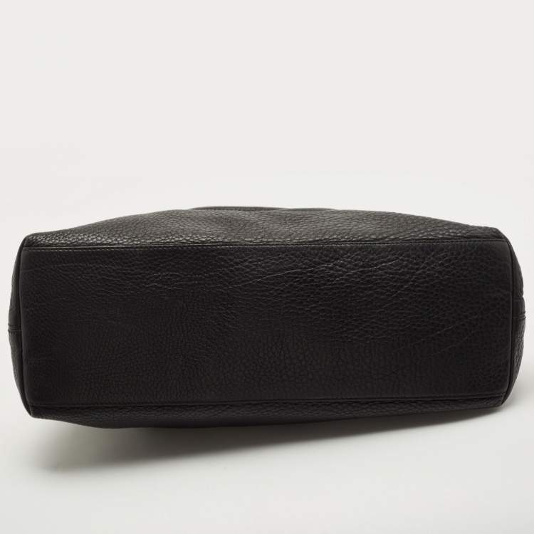 Pre Owned Gucci Black Grained Leather Medium Chain Soho Shoulder Bag