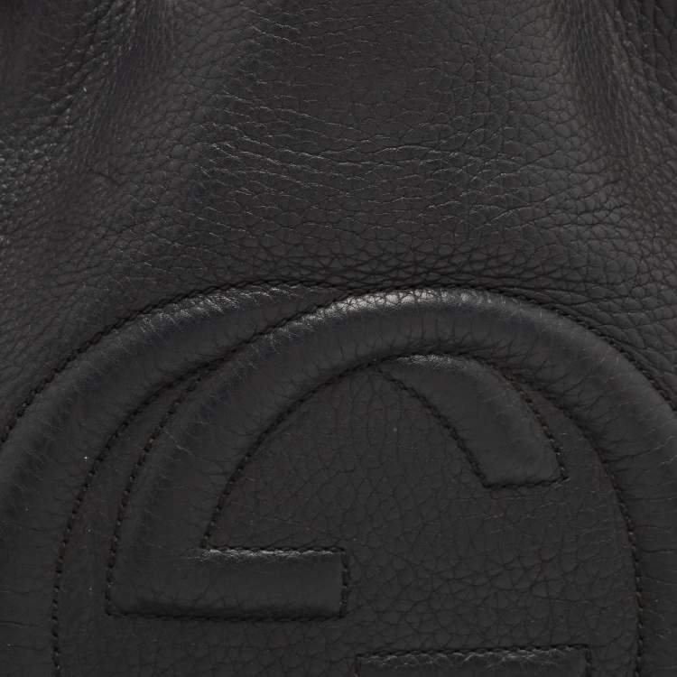Pre Owned Gucci Black Grained Leather Medium Chain Soho Shoulder Bag