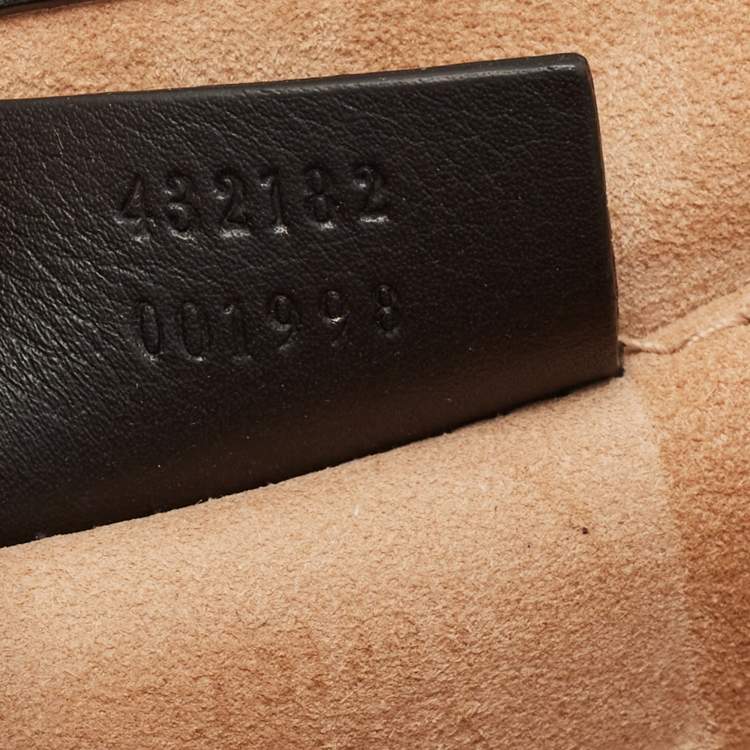 Pre Owned Gucci Black Leather Small Pearl Studded Padlock Shoulder Bag