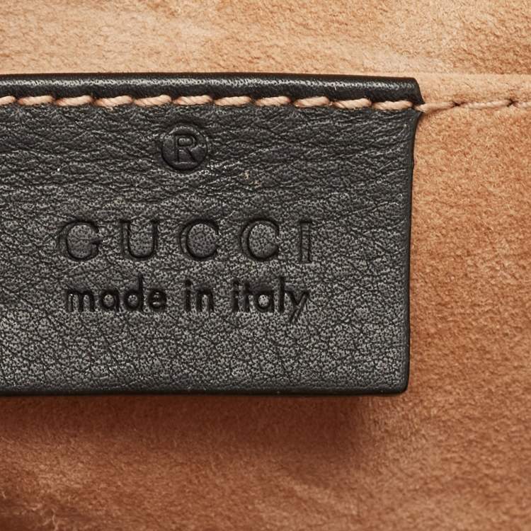 Pre Owned Gucci Black Leather Small Pearl Studded Padlock Shoulder Bag