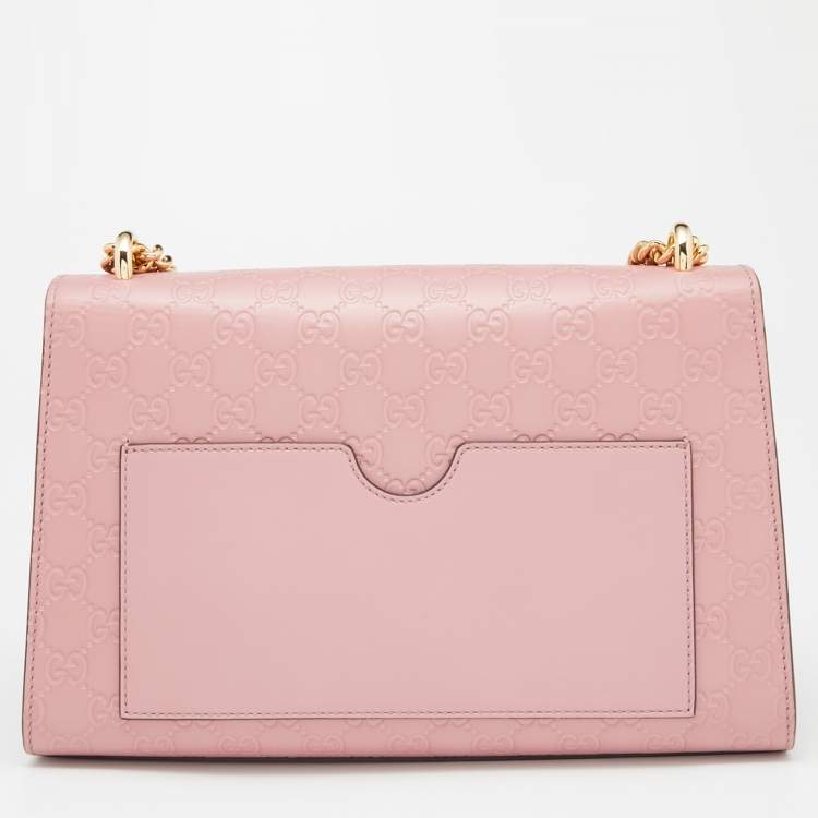 Pre Owned Gucci Pink Guccissima Leather Medium Padlock Shoulder Bag