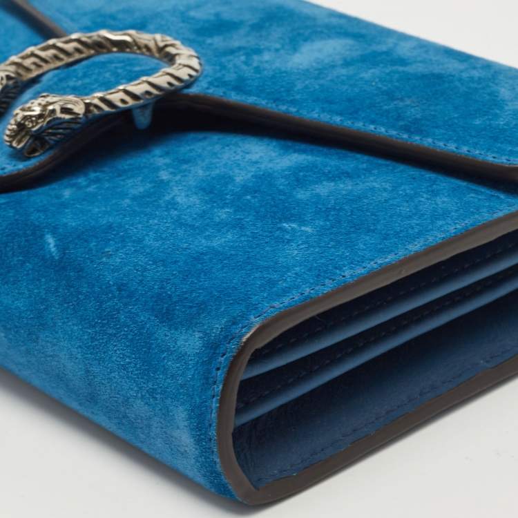 Pre Owned Gucci Blue Suede Dionysus Wallet On Chain