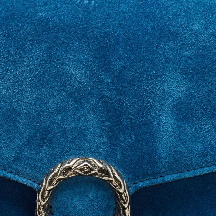 Pre Owned Gucci Blue Suede Dionysus Wallet On Chain
