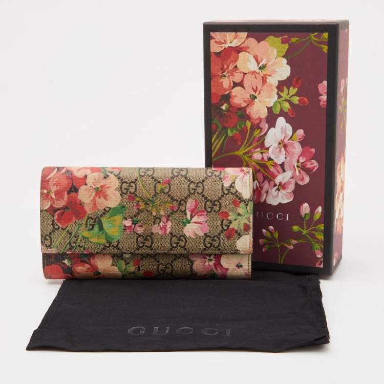 Pre Owned Gucci Multicolor GG Supreme Canvas and Leather Blooms Continental Wallet 