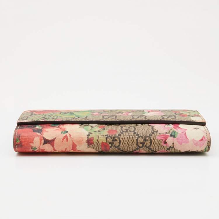 Pre Owned Gucci Multicolor GG Supreme Canvas and Leather Blooms Continental Wallet 