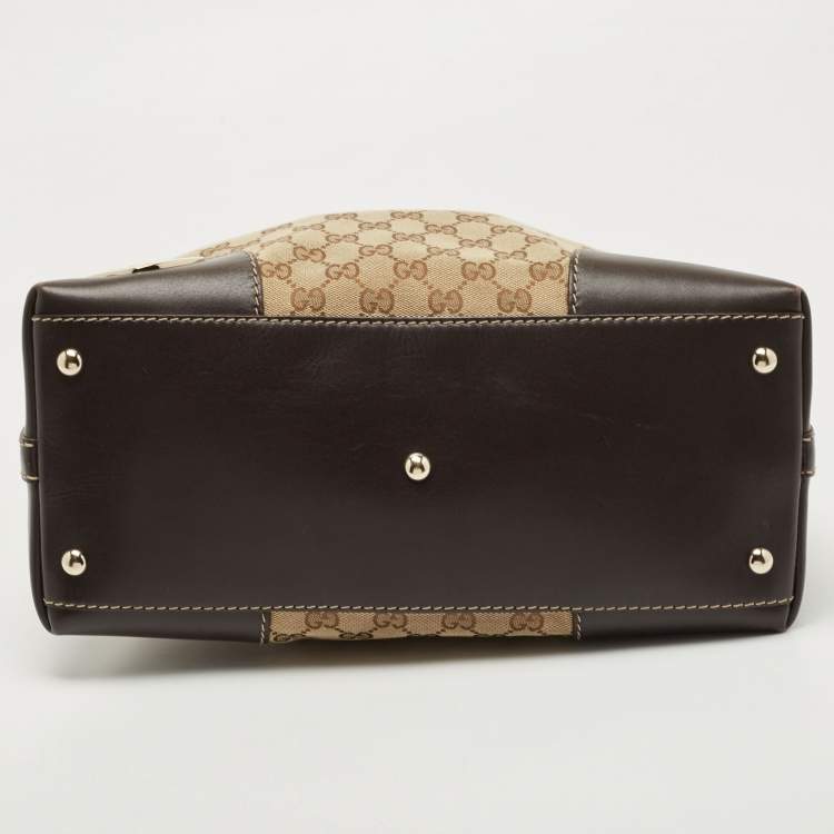 Pre Owned Gucci Beige/Brown GG Canvas and Leather Medium Lovely Hobo