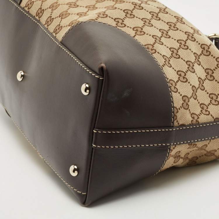 Pre Owned Gucci Beige/Brown GG Canvas and Leather Medium Lovely Hobo
