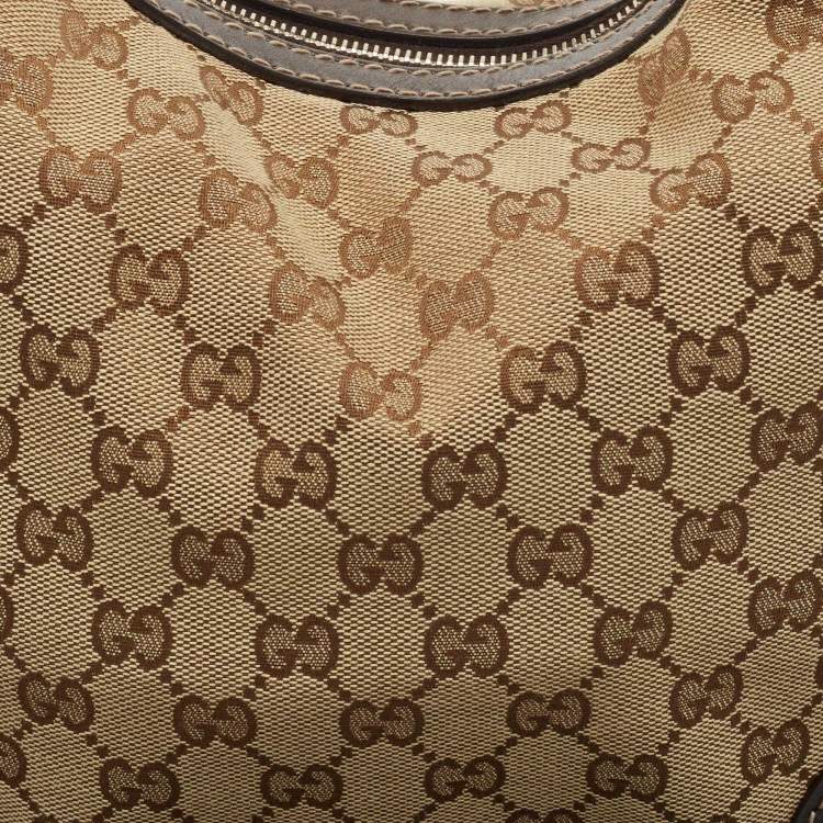 Pre Owned Gucci Beige/Brown GG Canvas and Leather Medium Lovely Hobo