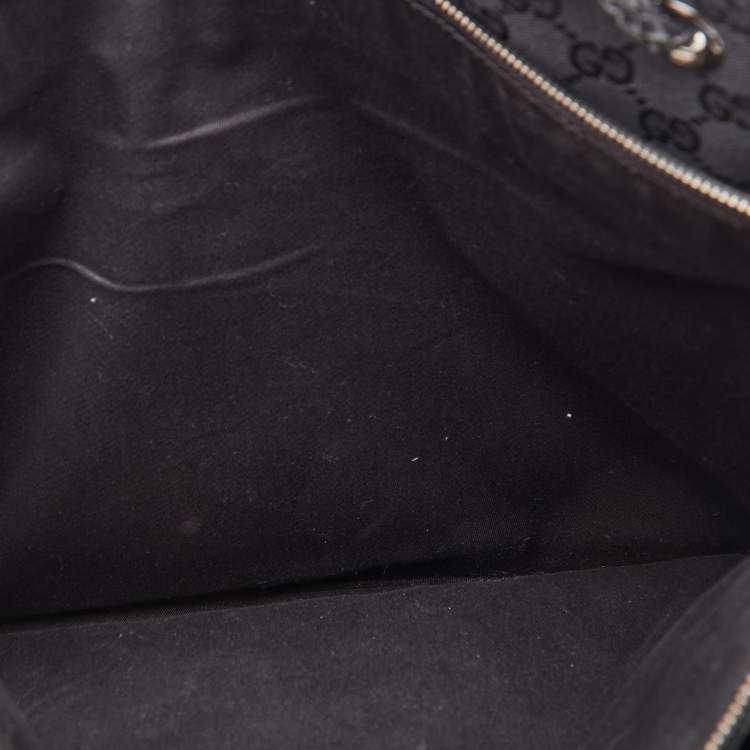 Pre Owned Gucci Black GG Canvas and Leather Braided Handle Tote