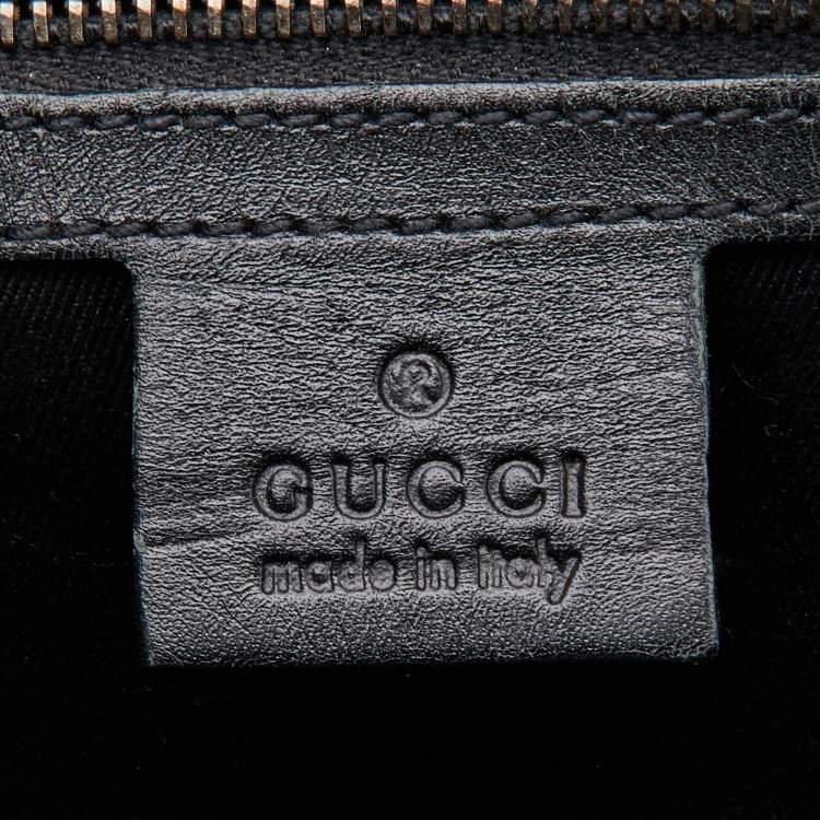 Pre Owned Gucci Black GG Canvas and Leather Braided Handle Tote