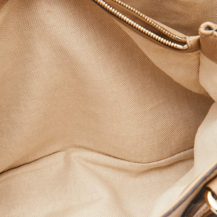 Pre Owned Gucci Beige Leather Soho Working Tote