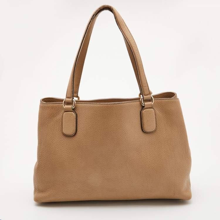 Pre Owned Gucci Beige Leather Soho Working Tote