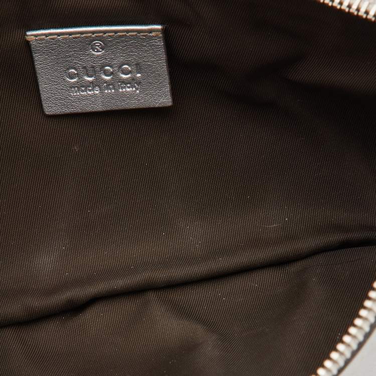 Pre Owned Gucci Silver Guccissima Leather Interlocking G Wristlet Clutch