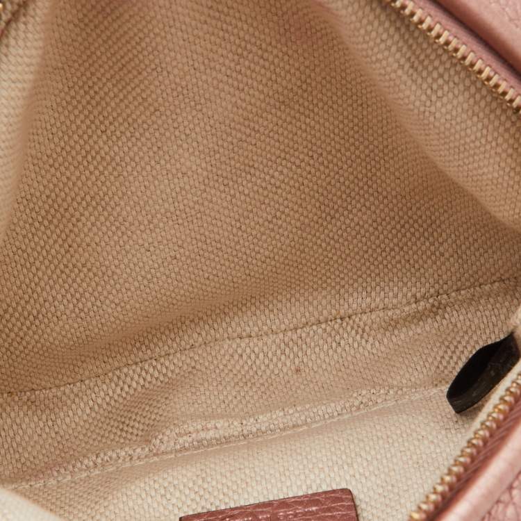 Pre Owned Gucci Metallic Pink Leather Mini Soho Disco Chain Crossbody Bag